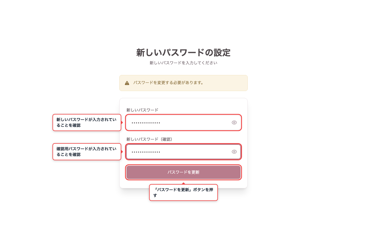 新しいパスワードを入力する